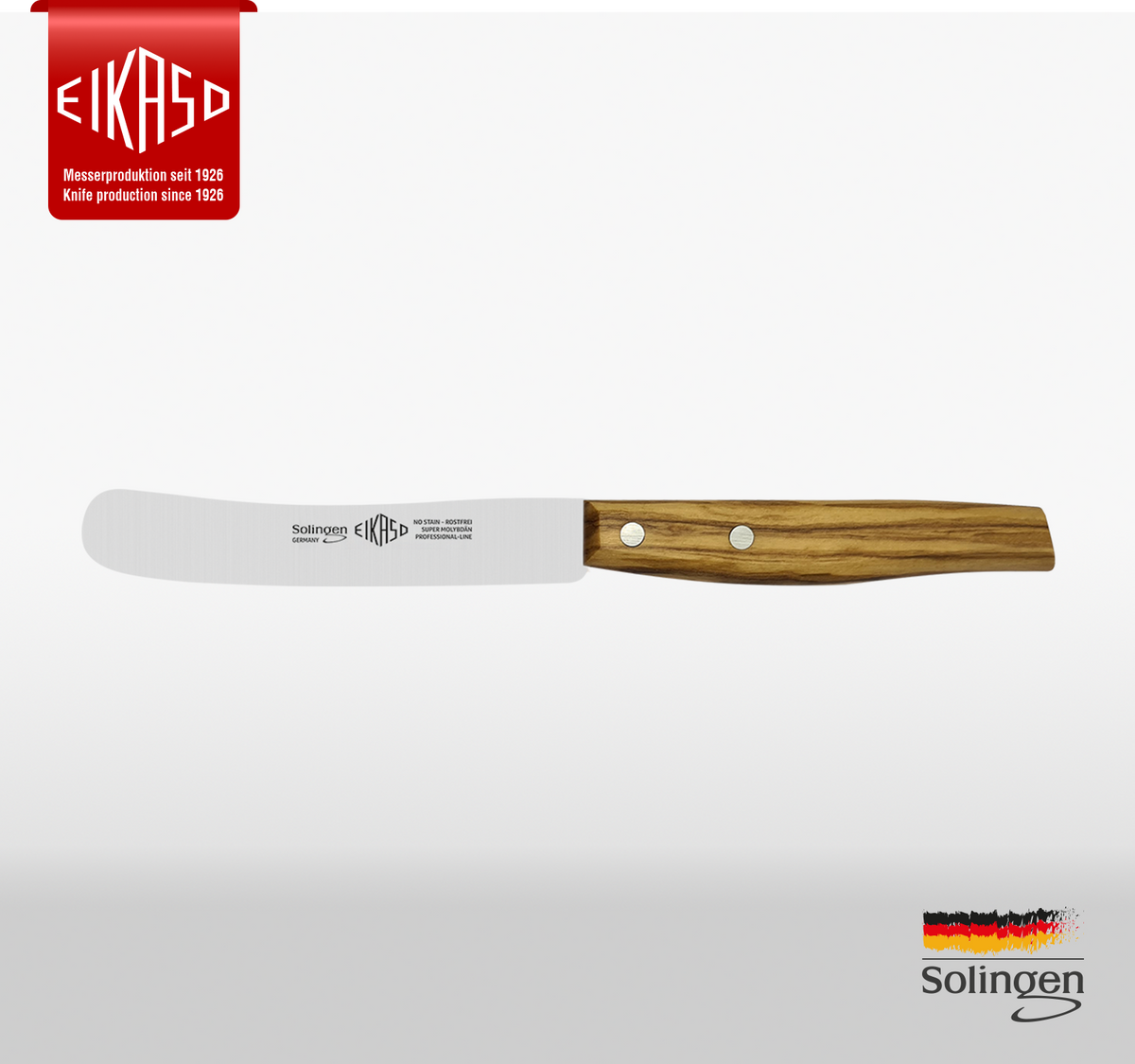 Eikaso Buckelsmesser aus Solingen – Olivenholz, 22,2 cm Frühstücks- und Brotzeitmesser