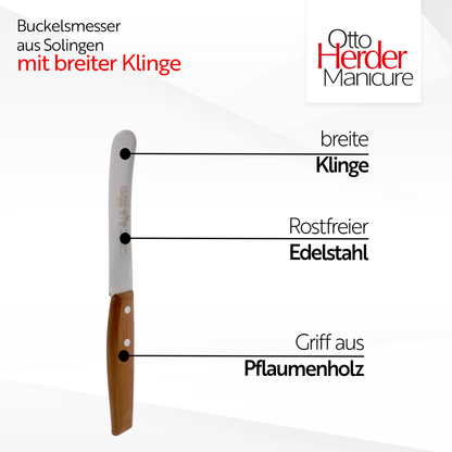 Otto Herder Buckelsmesser 22,5 cm – Frühstücksmesser aus Solingen mit Pflaumenholz-Griff