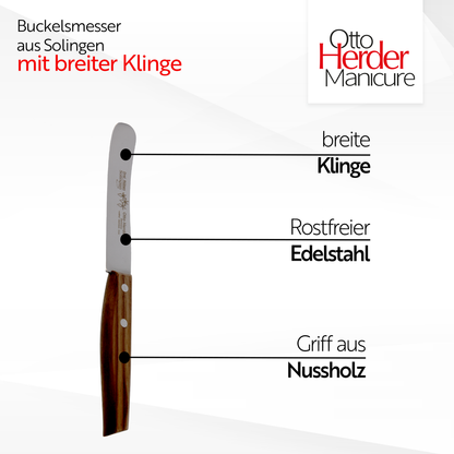 Otto Herder Buckelsmesser 22,5 cm – Frühstücksmesser aus Solingen mit Nussholz-Griff