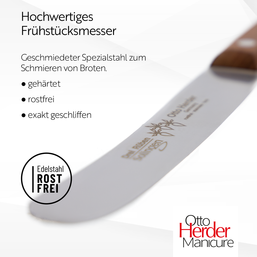 Otto Herder Buckelsmesser 22,5 cm – Frühstücksmesser aus Solingen mit Pflaumenholz-Griff