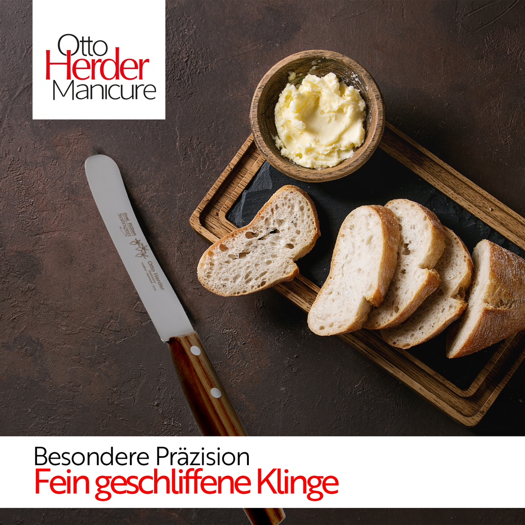 Otto Herder Buckelsmesser 22,5 cm – Frühstücksmesser aus Solingen mit Nussholz-Griff