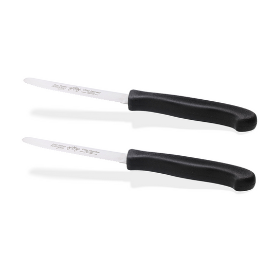 Otto Herder Tafelmesser 2er Set – Solingen, Wellenschliff, 21,5 cm, Klinge 10,5 cm, Schwarz, Rostfrei, Spülmaschinengeeignet