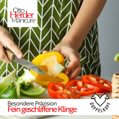 Otto Herder Schälmesser – 18,5 cm – Gerade Klinge – Olivenholz-Griff – 100% Made in Solingen