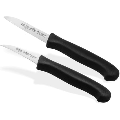 Hochwertiges Otto Herder Schälmesser Set aus Solingen. Extra dicke schwarze Griffe für perfekten Halt. Rostfrei, scharf, Made in Germany